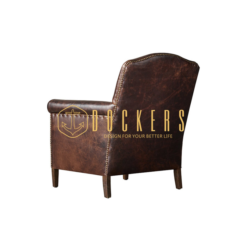Chinese Wooden Home Living Room Hotel Vintage Accent Chair Leather Furniture Sofa