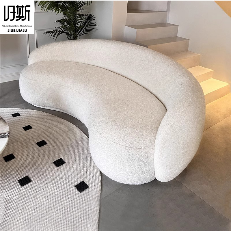 Italian Minimalist Silhouette Three Seat Curved Cashew Sofa Modern Sofa Set Sponge Filled Living Room Furniture