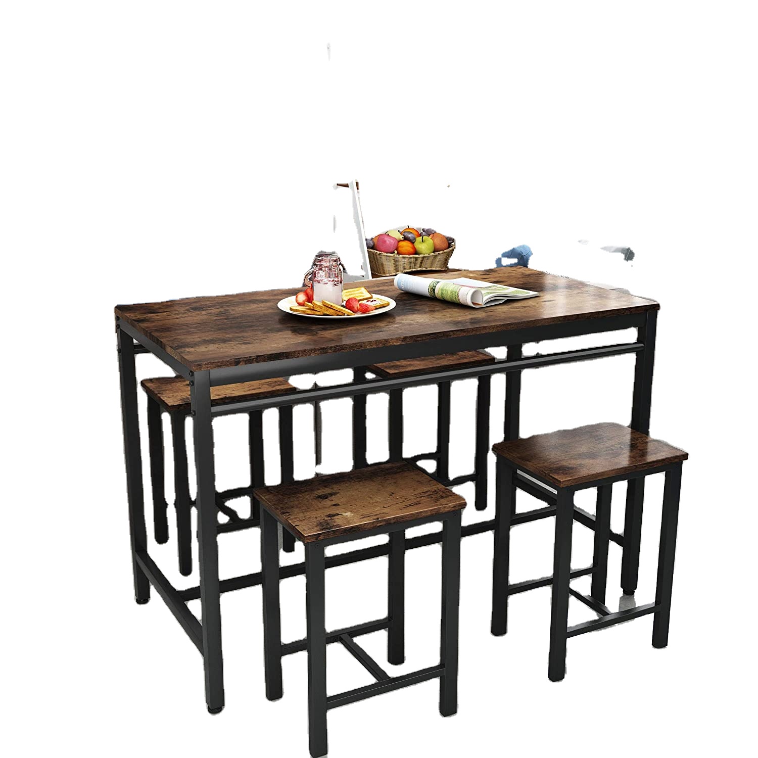 PCS Dining Table Set, Modern Kitchen Table and Chairs for 4, Wood Pub Bar Table Set Perfect for Breakfast Nook, Small Space Liv