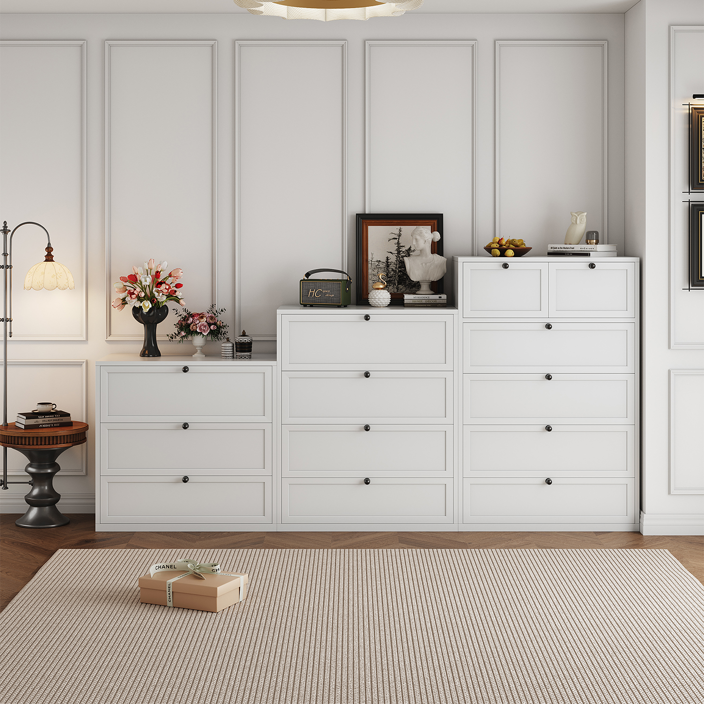 Modern Metal Chest Drawer Cabinet Anti-Rust Steel Storage Dresser 800W Multiple Drawer Options Bedroom Organizer Made in China