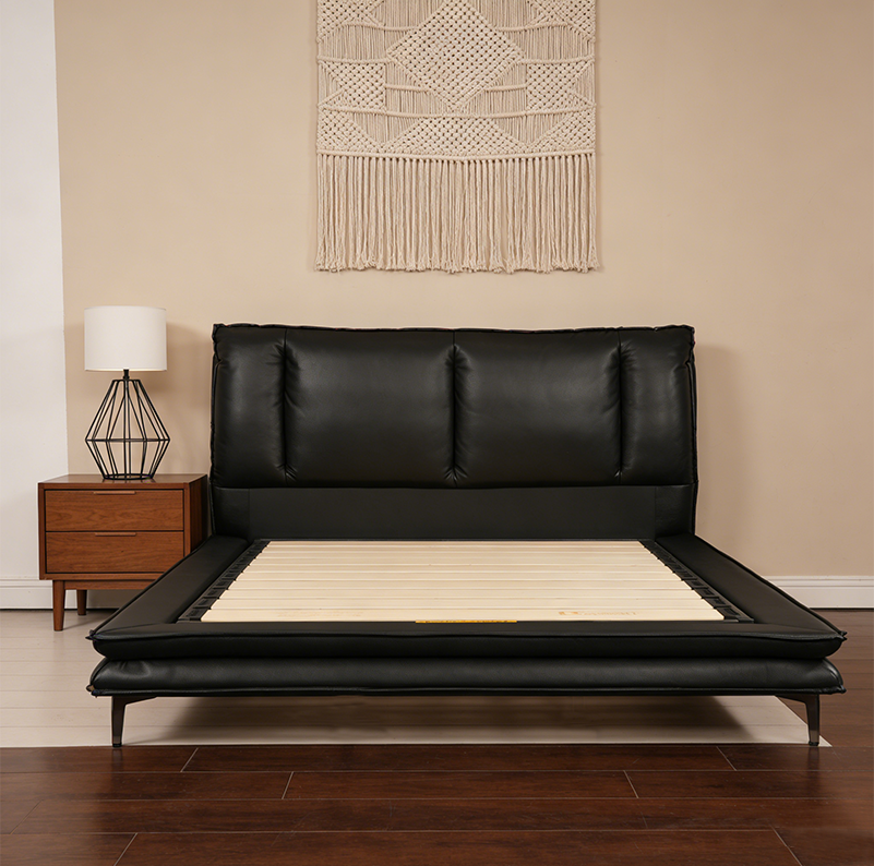Modern Bedroom Bed Soft Upholstered Backrest Wood Frame Furniture for Apartment and Hotel