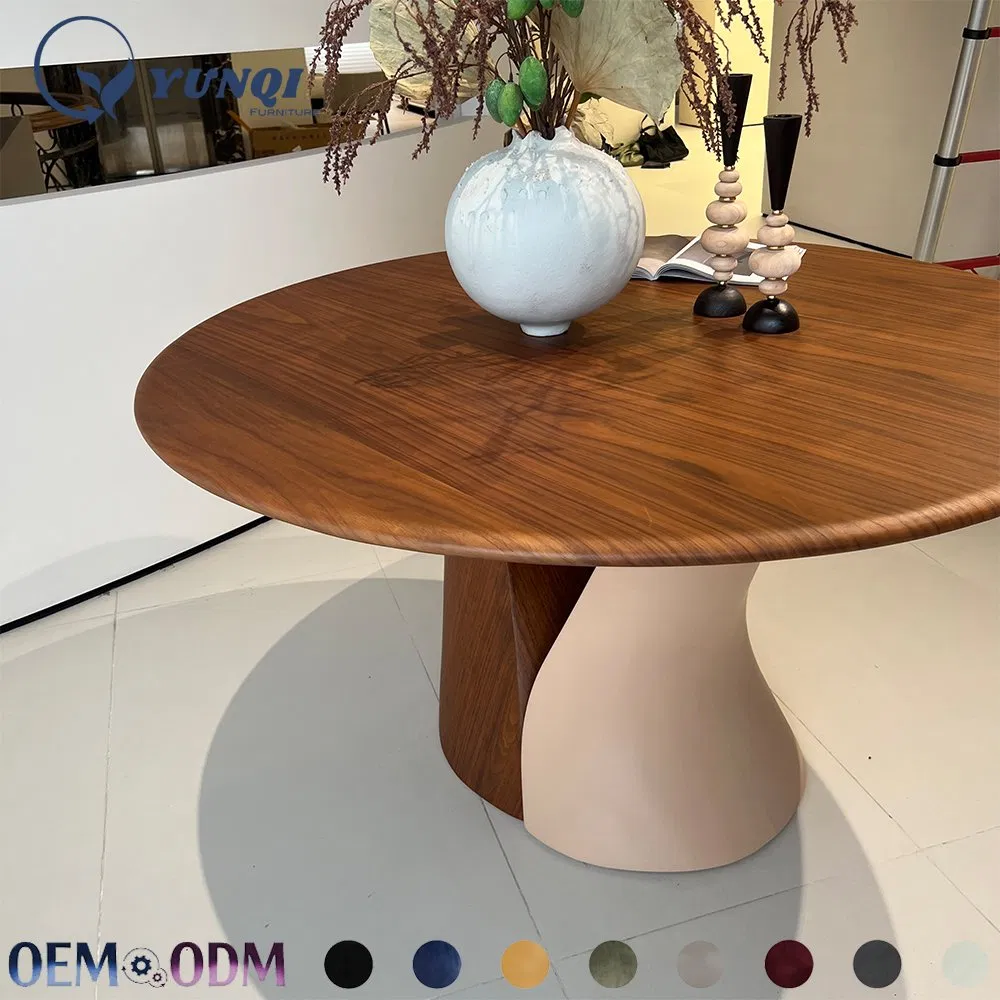 Modern Natural Restaurant Furniture Round Oak Solid Wood Modern Dining Table Set for 8 Oak Wood Dining Table