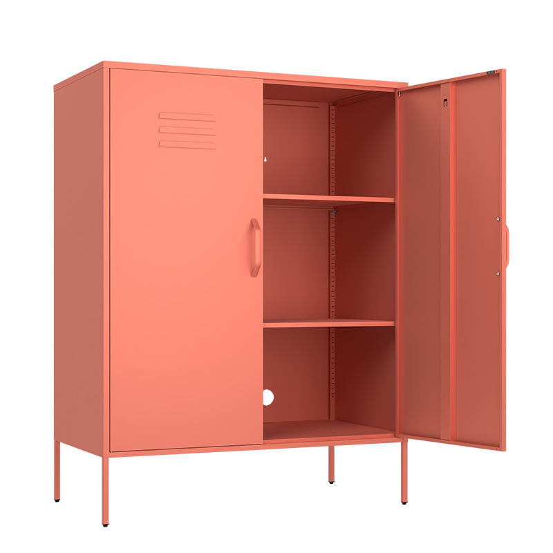 Buffet Sideboard Cabinet Dining Cabinet Storage with 2 Adjustable Shelves Double Door Steel Cabinet for Living Room Bedroom