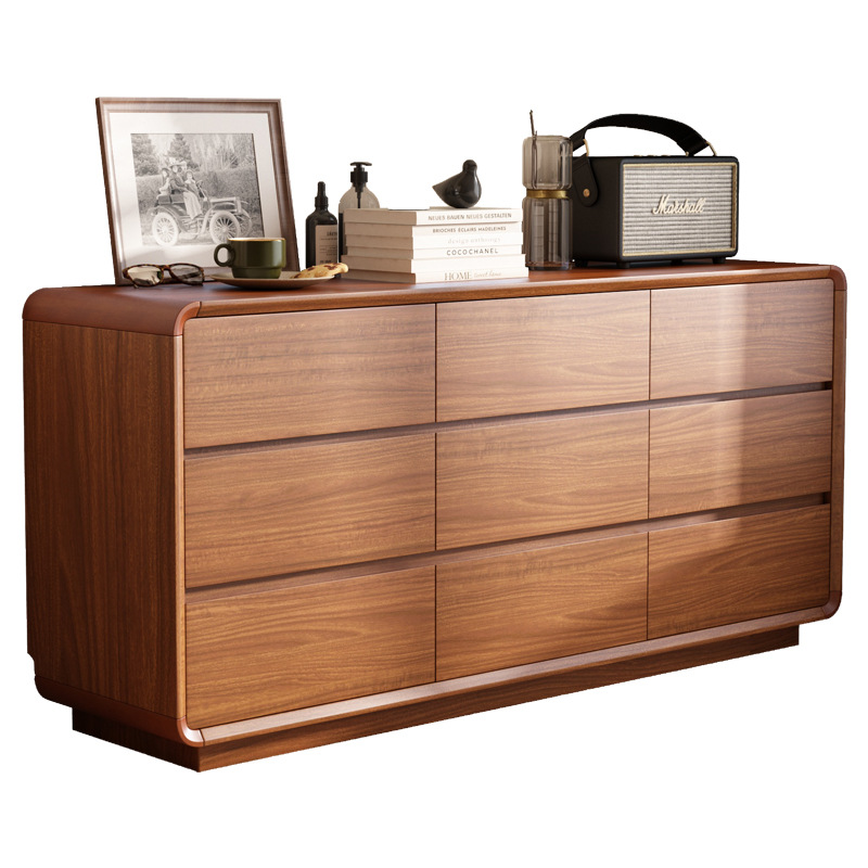 Vintage Style Solid Wood Nine-Drawer Multifunctional Dresser Chest Bedroom Living Room Floor-Mounted Storage Cabinet