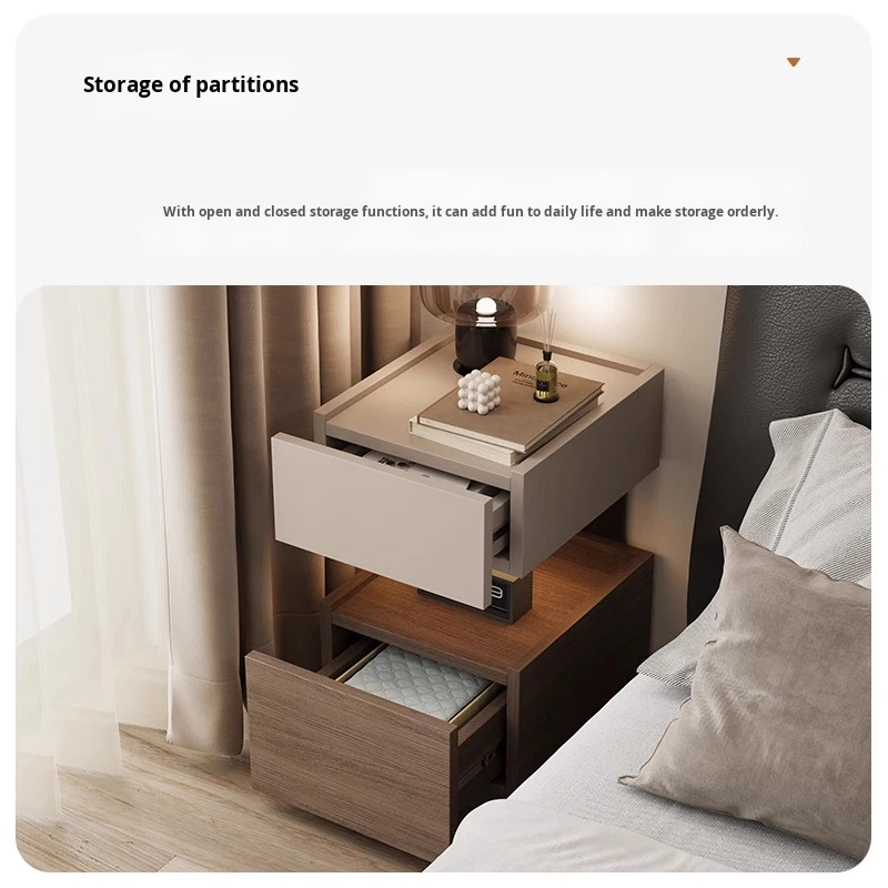 JINGSHUN High-End Modern Floating Italian Bedside Table Solid Wood 30cm Small Ultra-Narrow Storage Cabinet Bedroom Light Luxury