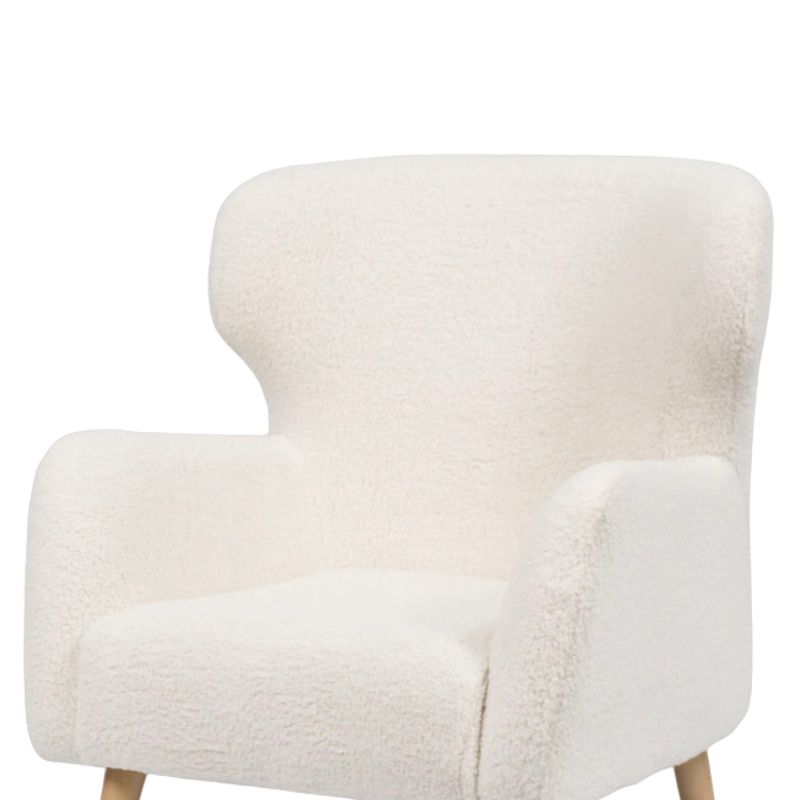 Upholstery Fabric Armchair in Ivory Leisure Sofa Chair with Wood Legs Accent Armchair