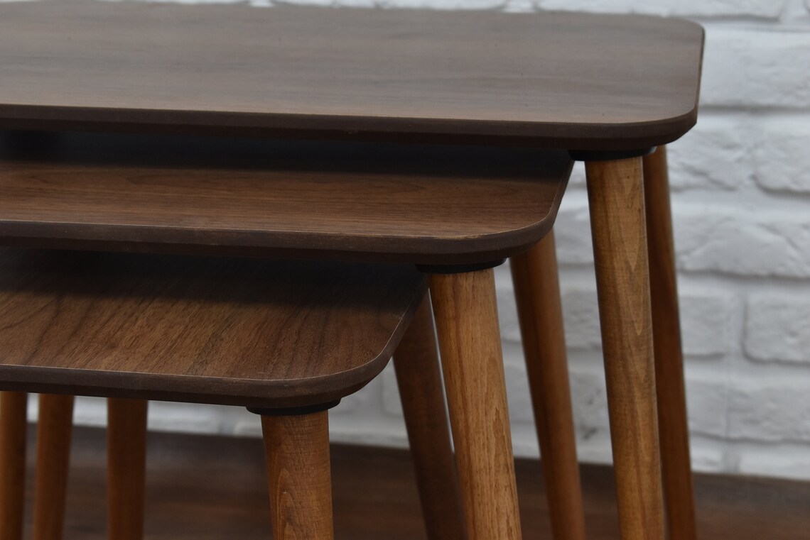 Stylish Wooden Nested Coffee Tables with Storage for Home and Office Living Room Furniture Set