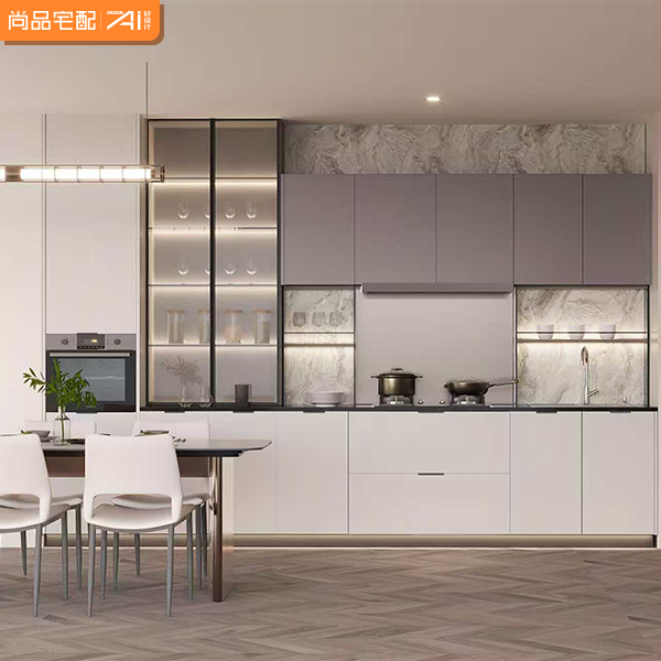 Wision Custom Luxury Modern Wooden Glass Sideboard Cabinet Storage Multifunction Features Panel Design Dining Room Furniture