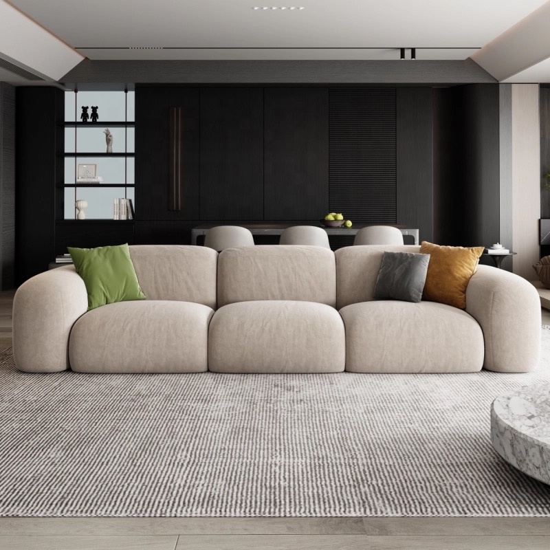 Zayshine Nordic Modern Luxury Velvet 3-seater L-Shape Living Room Sofa Set Modular Washable Villa Apartment Hotel Floor Sofa