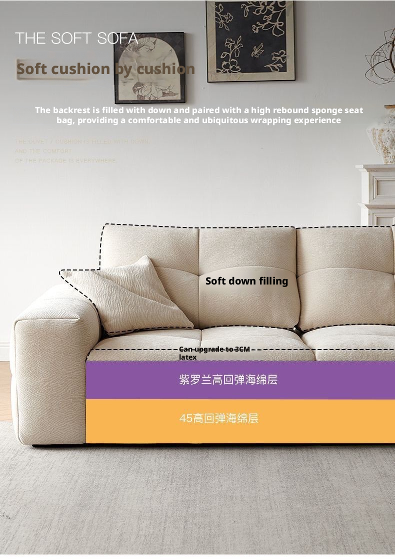 Fabric Sofa Movable Backrest pixel Sofa Mobile Backrest Living Room Modern Minimalist Sitting Deep Chenille