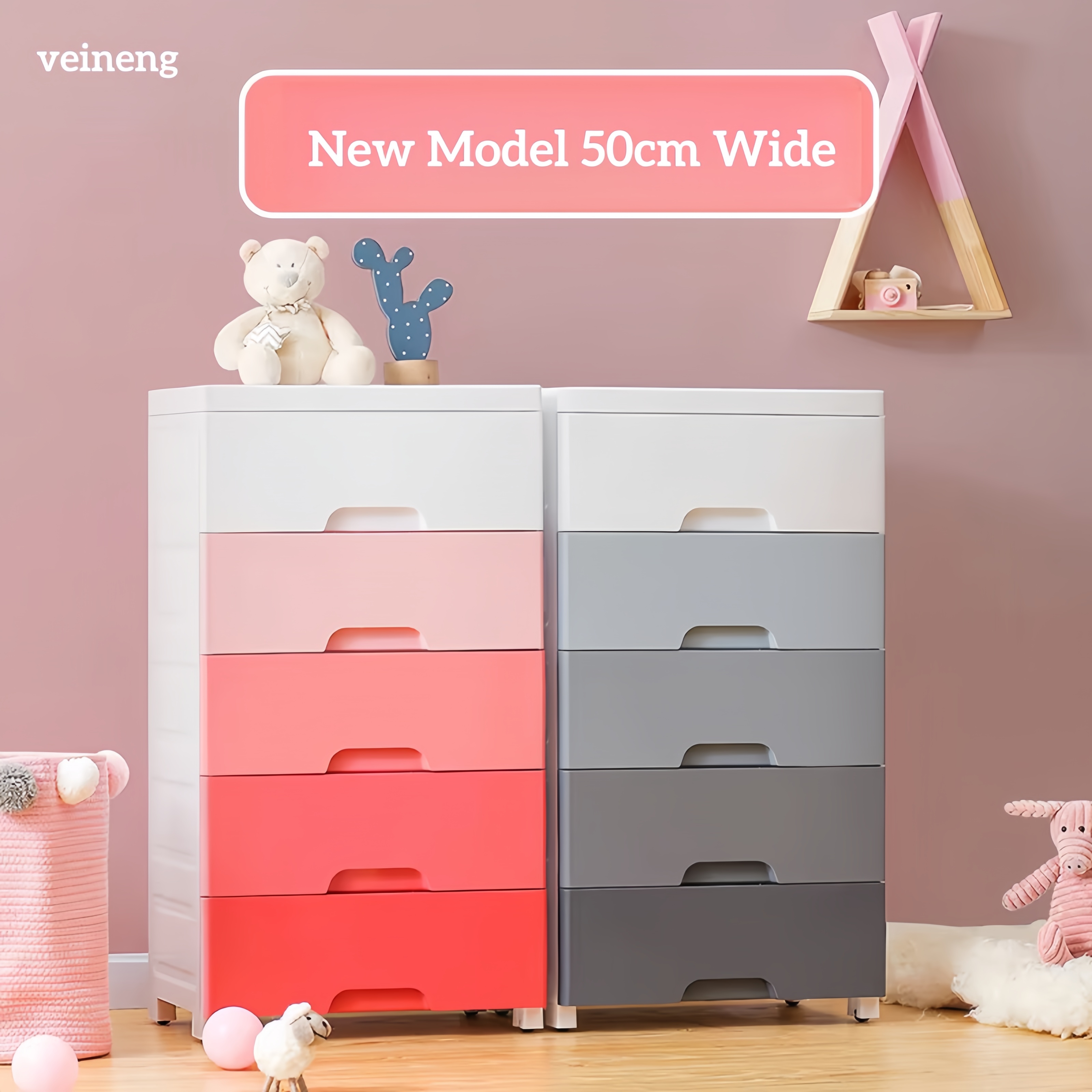 Thickened Large Drawer-Type Storage Cabinet PP Plastic Household Baby Toy Clothes Sundries Organizing Storage Box Model Veineng