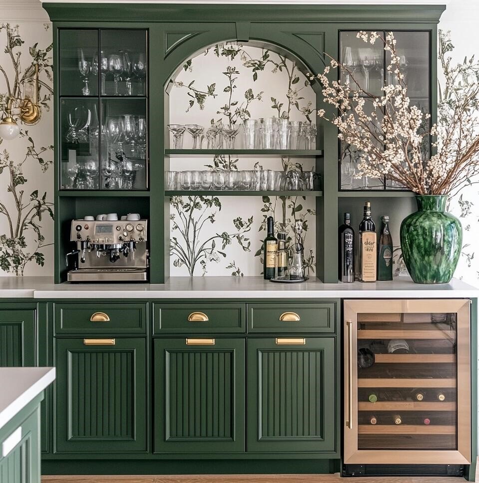 Elegant Integrated Bespoke Sideboard Cabinet with Tableware Compartment for Big Family Daily Storage Use