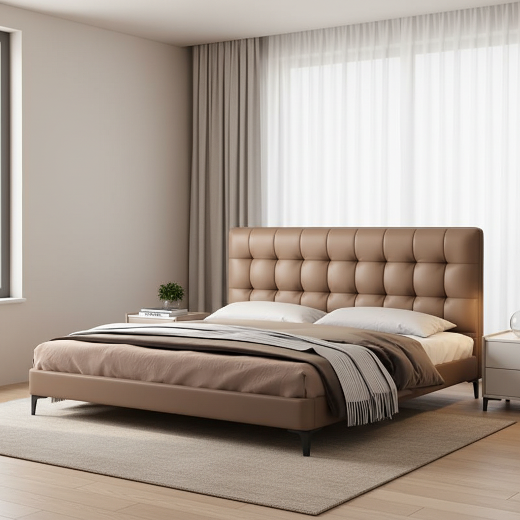Modern Luxury 1.8m King Size Bed 100% Solid Wood Air Pressure Storage Tatami Soft Upholstered Bed Leather for Home Hotel Wedding