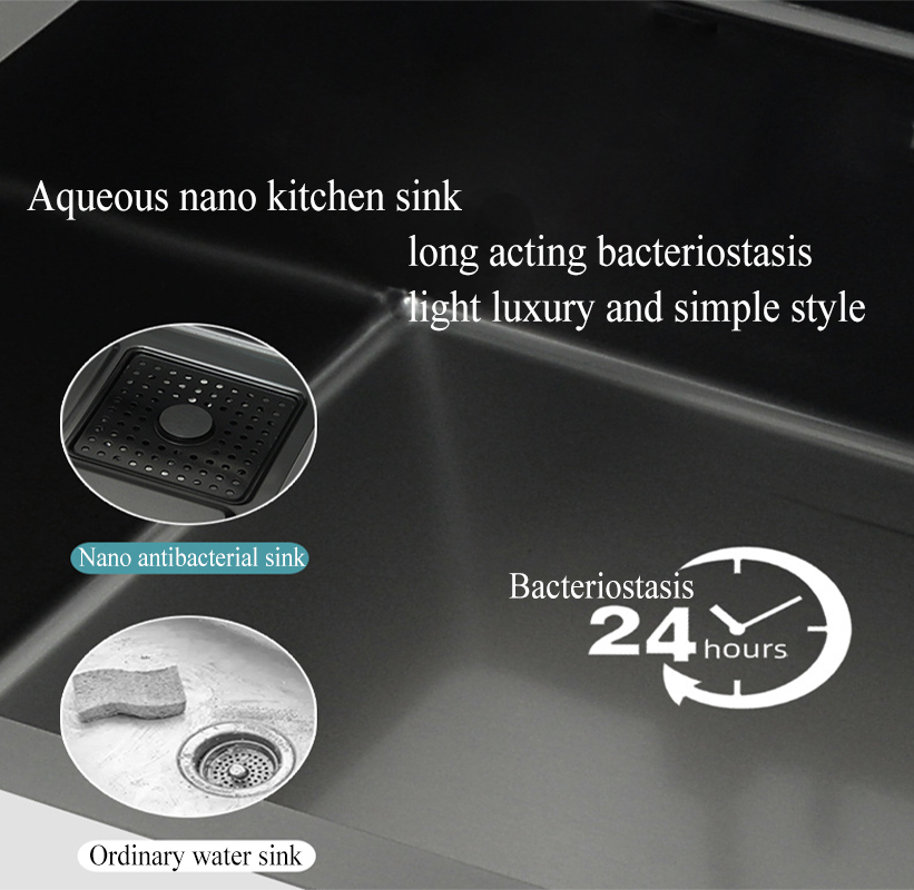 Modern Smart Multi-functional Rainfall Kitchen Sink Handmade Stainless Steel 750*460mm Single Bowl Kitchen Sink
