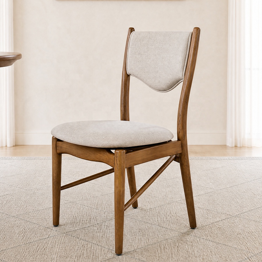 Wabi Sabi Solid Ash Wood Restaurant Chair With Cut-out Back For Dining Room And Commercial Seating