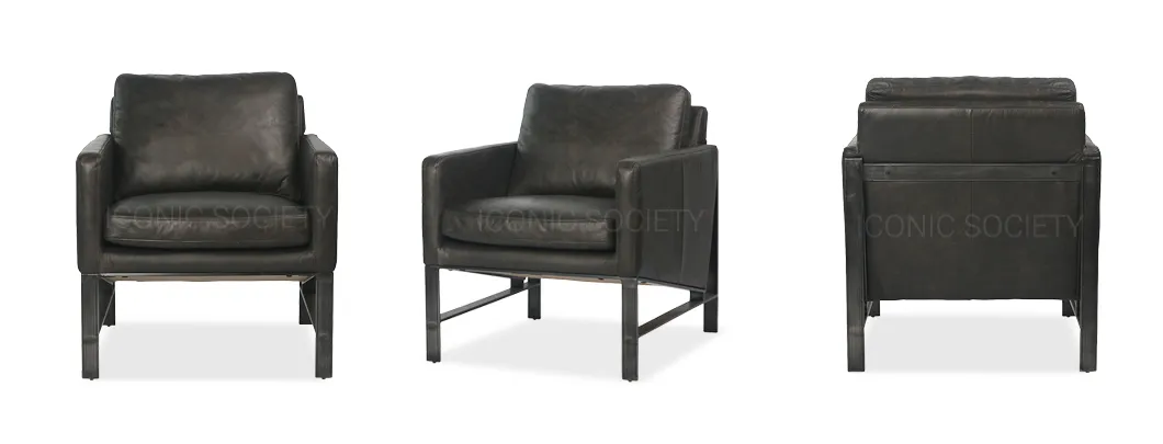 Modern Genuine Leather Accent Arm Chair