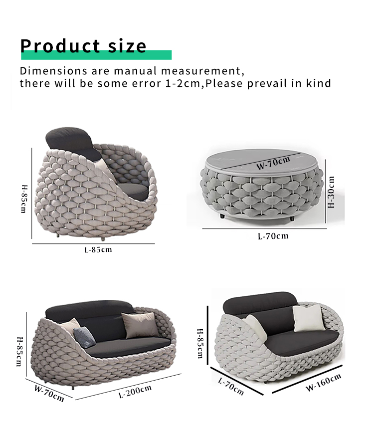 Garden rope sofa set detailed design 3