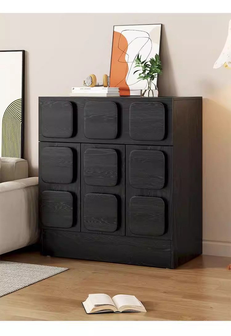 Vintage Solid Wood Eco-Friendly Durable Space-Saving Large Capacity Entryway Storage Cabinet Modern Wooden Living Room