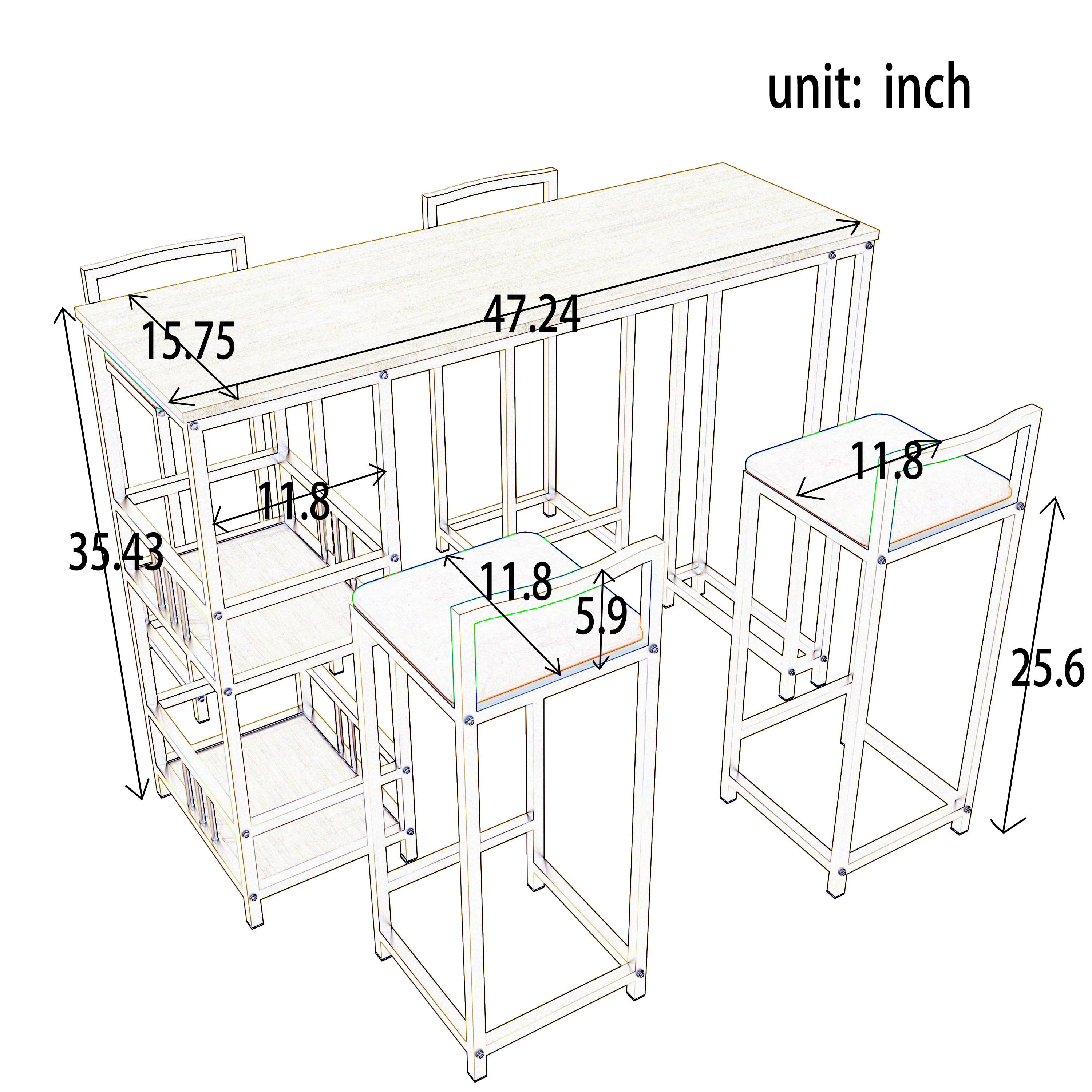 One in Stock Piece Drop Shipping Modern Wooden Long High bar Tables and Chairs Set Coffee Barrel for Home Kitchen