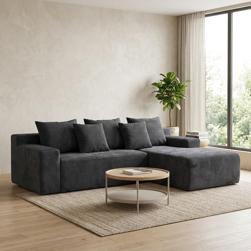 Sectional L-Shape Sofa Modern Memory Foam Vacuum Compressed OEM Modular L-Shape Sectional Sofa for Hotel &amp; Retail Soft Cushion