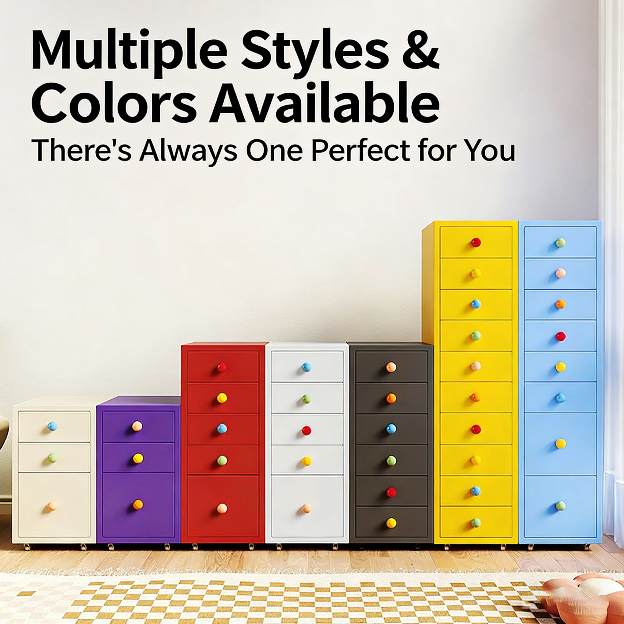 Modern Metal Dresser with 6 Drawers Tall Storage Cabinet for Bedroom Living Room Kids Dressers Chest Drawers Customizable Color