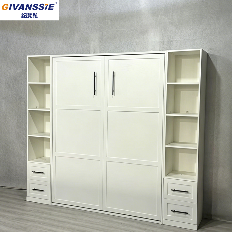 Luxury Modern Italian Folding Hidden Wall Bed Custom Service Solid Wood Murphy Bed Style