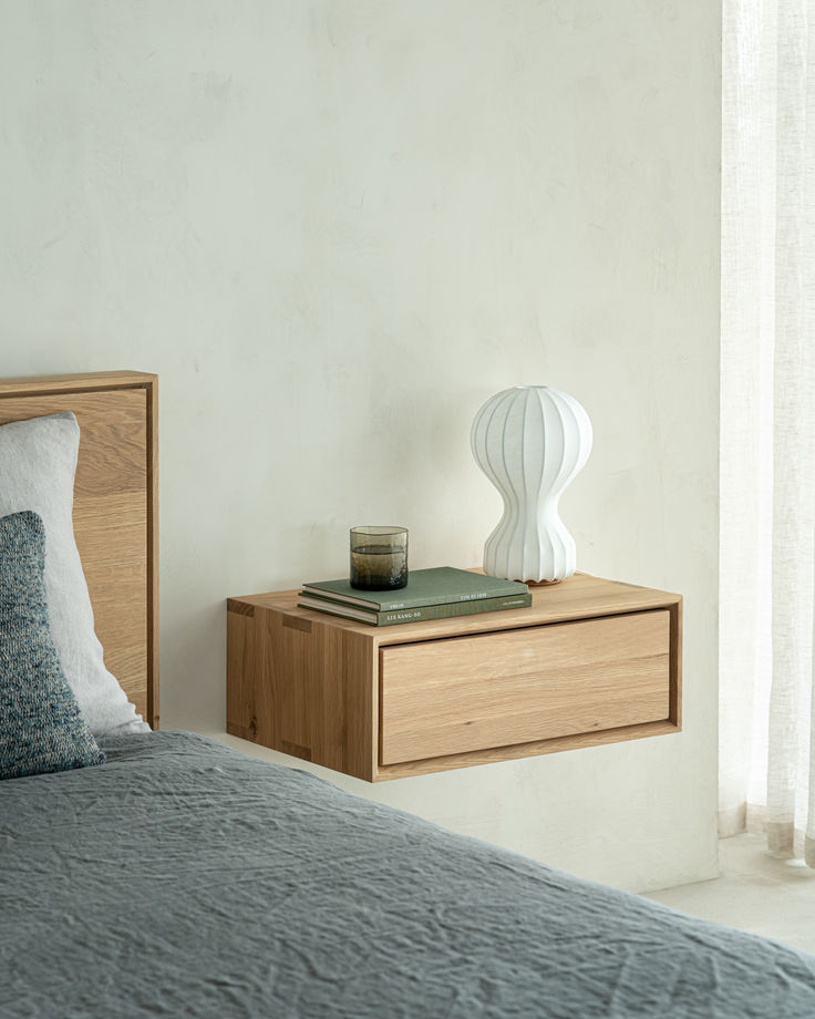 Wall-Mounted Hardwood Nightstand Built-In Floating Bedside Shelf for Space-Saving Modern Bedrooms hardwood Nightstands