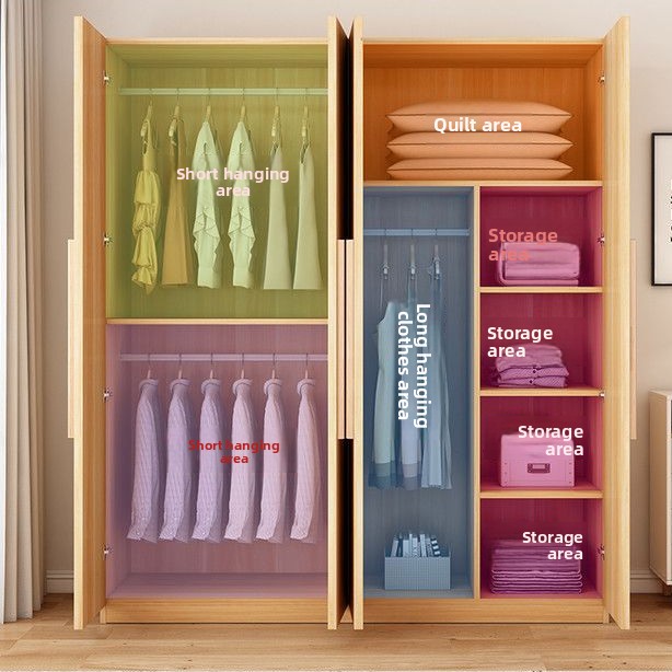 Factory Wholesale French Style Modern Minimalist Wood Wardrobe Home Furniture Bedroom Storage Cabinet for Small Apartments