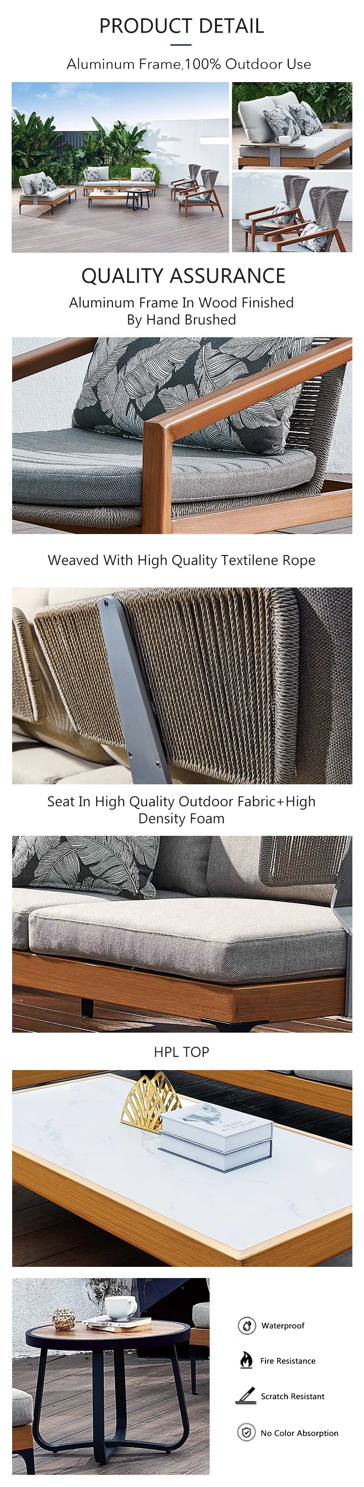 Outdoor Sofa Aluminum Furniture Set for Living Room Hotel Courtyard Detail View