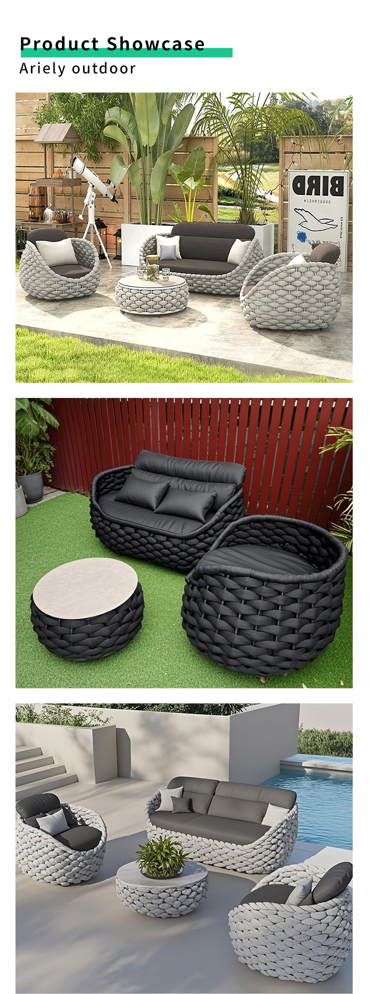 Garden rope sofa set detailed design 2