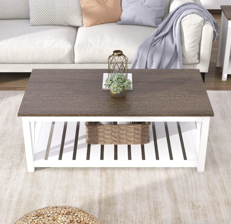 Simple and Modern Living Room Furniture Storage-efficient Easy to Assemble Sturdy Metal Frame Coffee Table Factory Direct Sales.