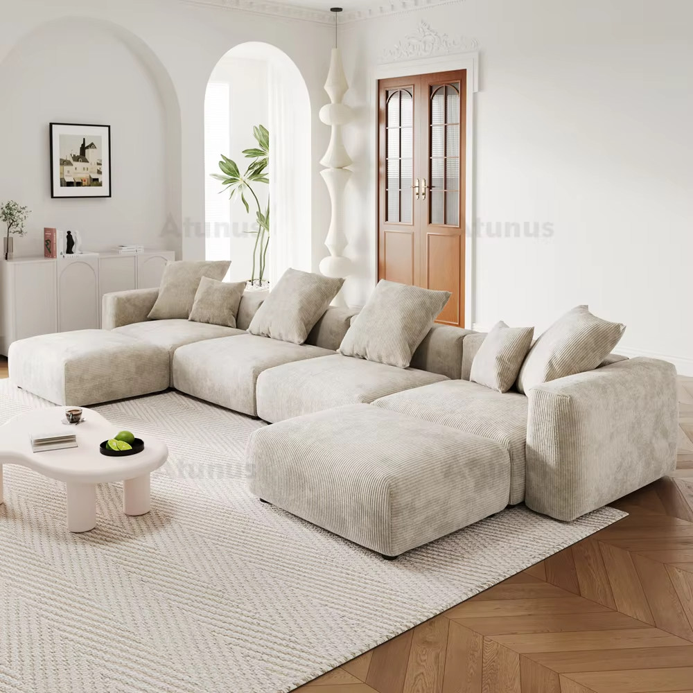 Extra Modular Sectional Sofas CORD VELOUR Large Sofa Couch Living Room Furniture Velvet Fabric Sofa Set