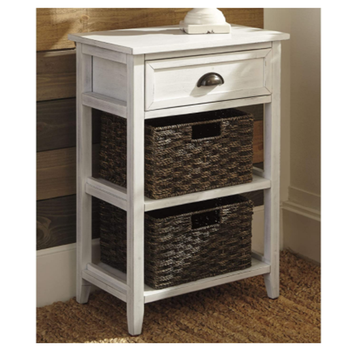 Classic Wooden Storage Cabinet with Weave Drawers Country Style Console Table for Living Room
