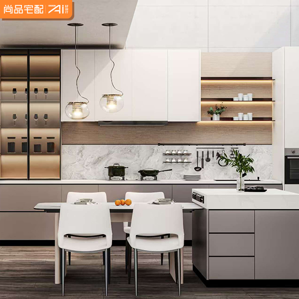 Wision Custom Luxury Modern Wooden Glass Sideboard Cabinet Storage Multifunction Features Panel Design Dining Room Furniture