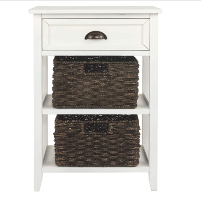 Classic Wooden Storage Cabinet with Weave Drawers Country Style Console Table for Living Room