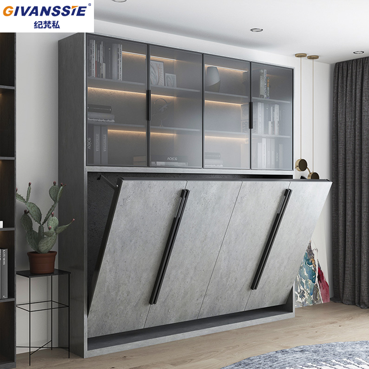 Top-Notch Quality Custom-Made Wooden Murphy Bed Budget-Friendly Invisible Wall Bed With Wardrobe Murphy Sofa Set Folding Beds