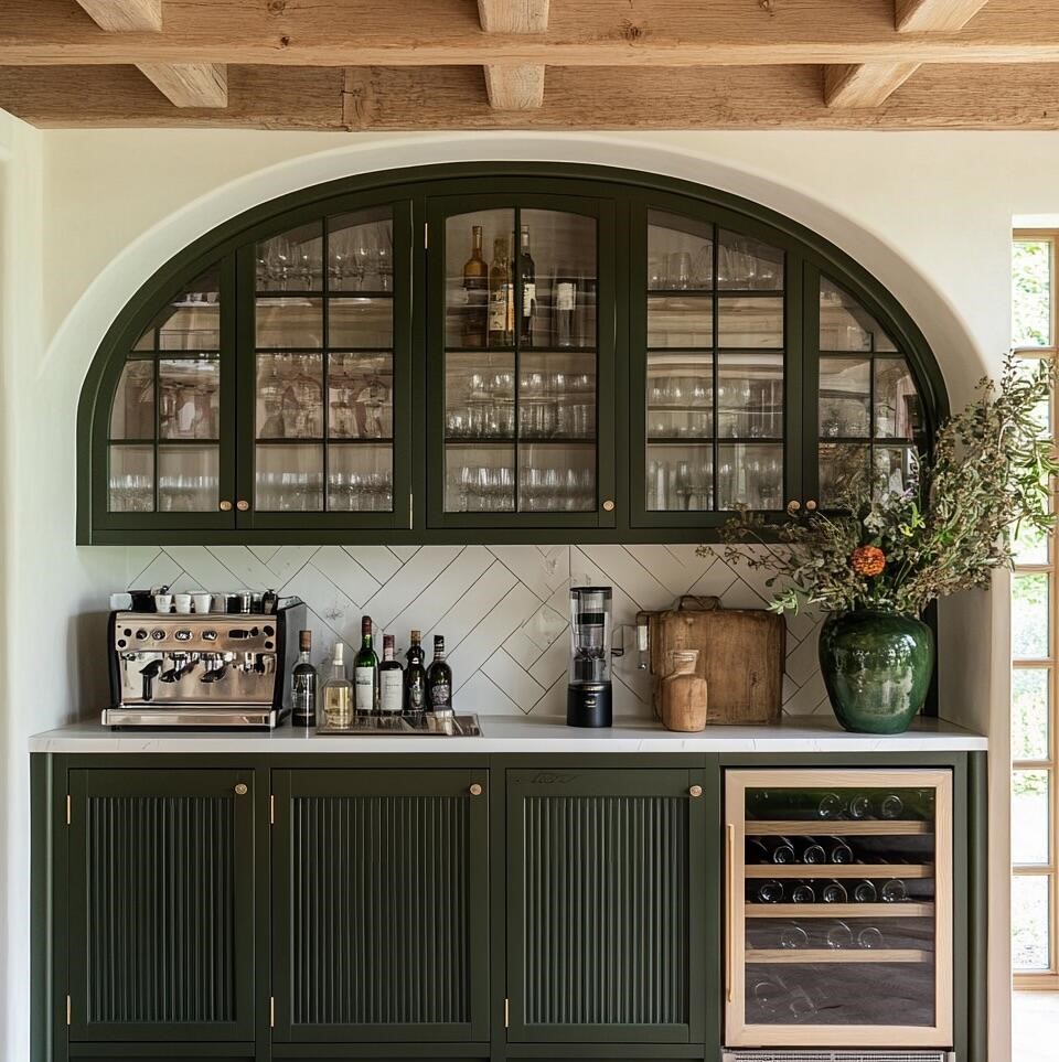 Elegant Integrated Bespoke Sideboard Cabinet with Tableware Compartment for Big Family Daily Storage Use