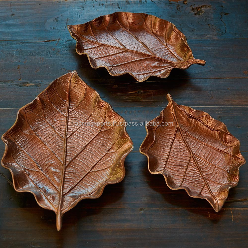 Copper Plated Leaf Shaped Tray