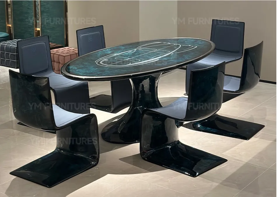 Dining Room Modern Furniture Round Wooden Lacquer Dining Table Set with Rotating Turntable