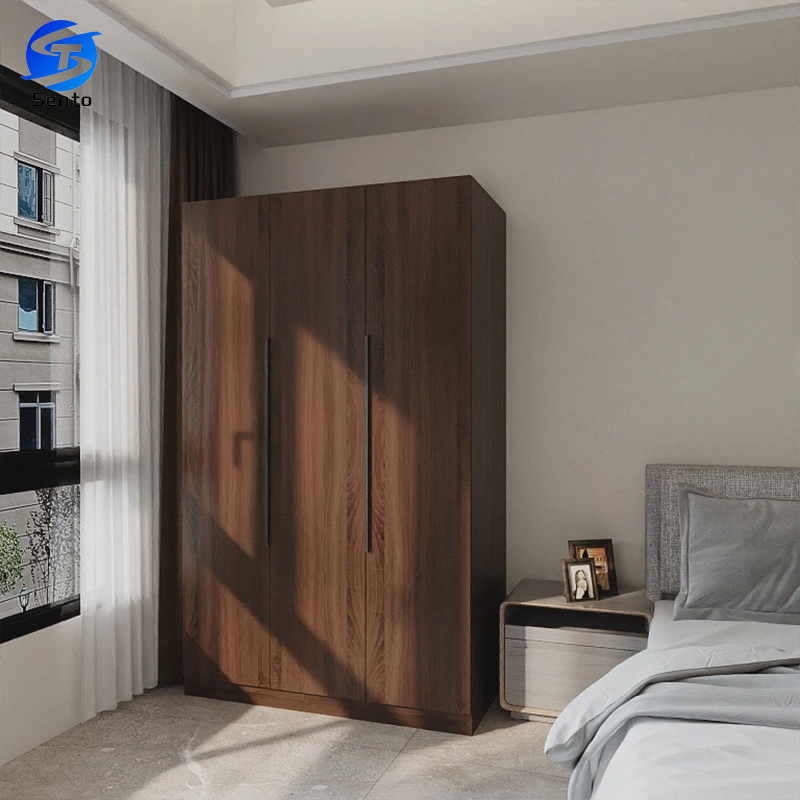 Three Door Solid Wood Freestanding Modern Eco-Friendly Wardrobe Set Apartment Storage Cabinet Organizer Factory Direct