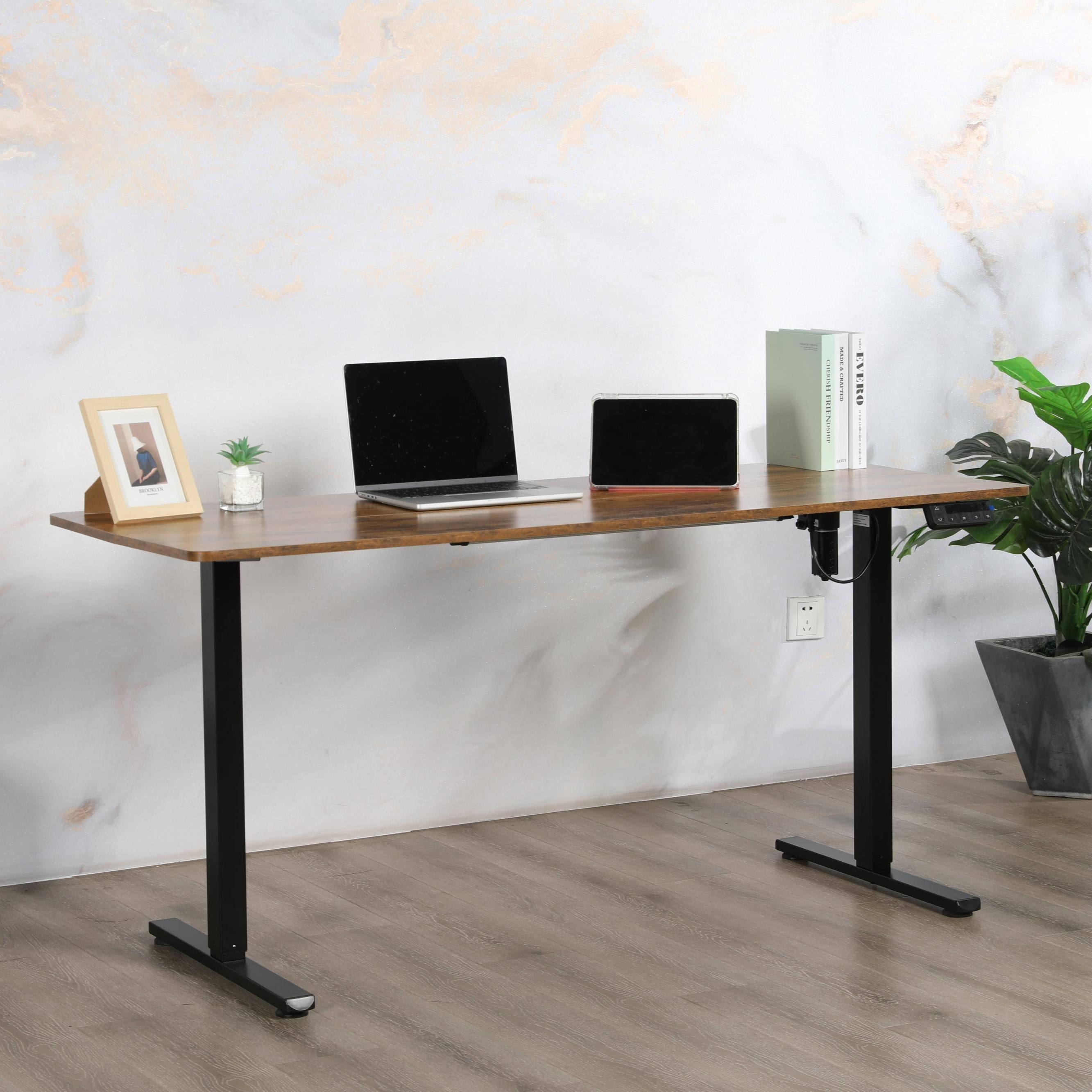 Modern Design Durable Adjustable Height Wooden Standing Desk Single Motor Automatic Home Office Laptop Use Storage