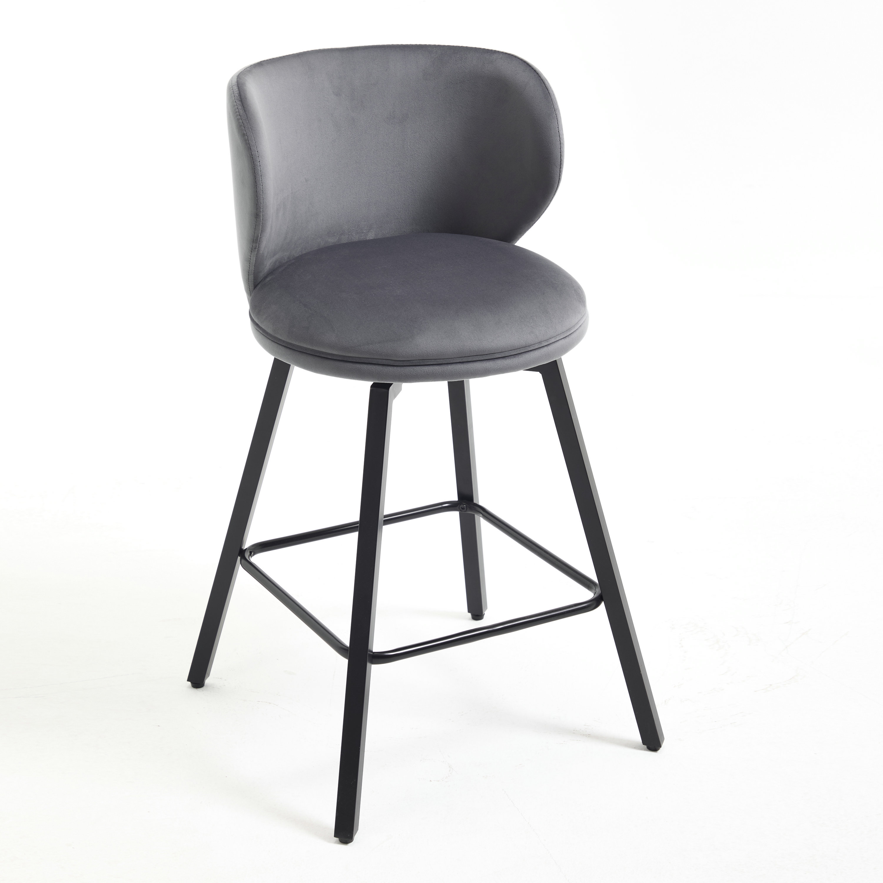 2026 Swivel Metal Counter Height Modern Breakfast Upholstered Bar Stools for Kitchen Island Mall Living Room Luxury Commercial