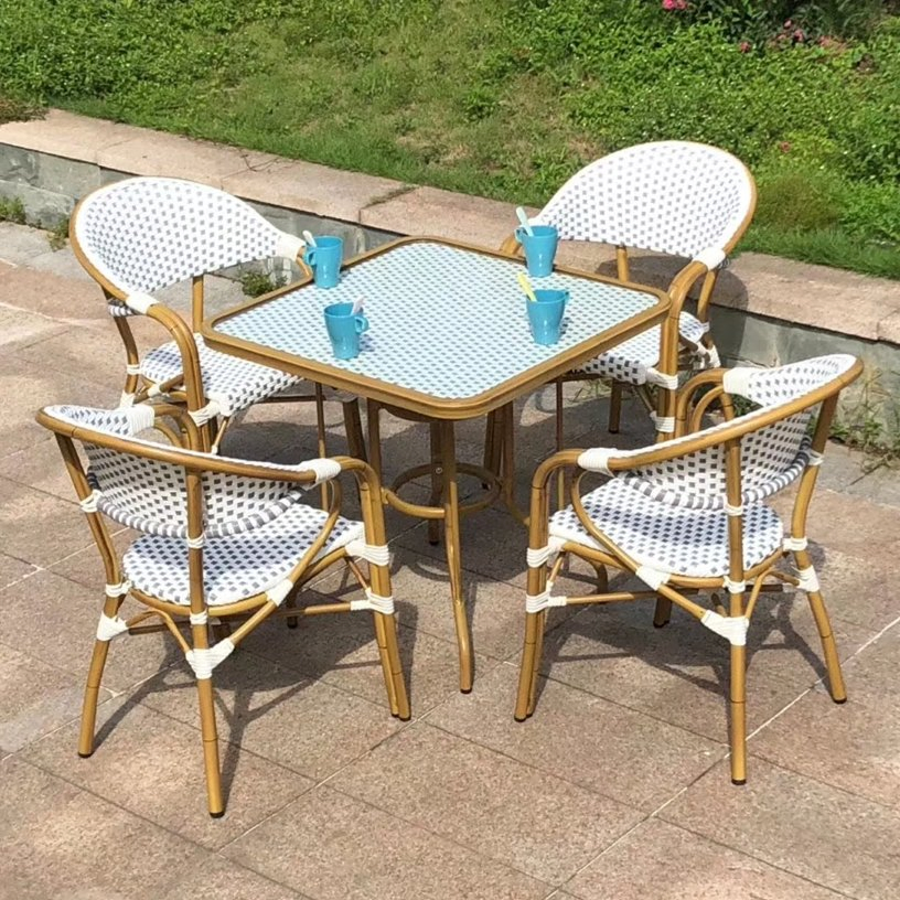 Antique Retaurant Hotel Resort Villa Dining Room Rattan Table and Chair Set