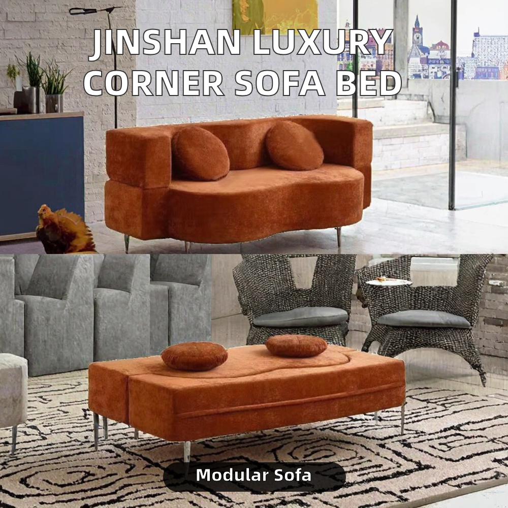 Luxury Living Room Furniture Sectional Sofa with Corner Backrest Fabric Seat Bed Set Sponge Filled
