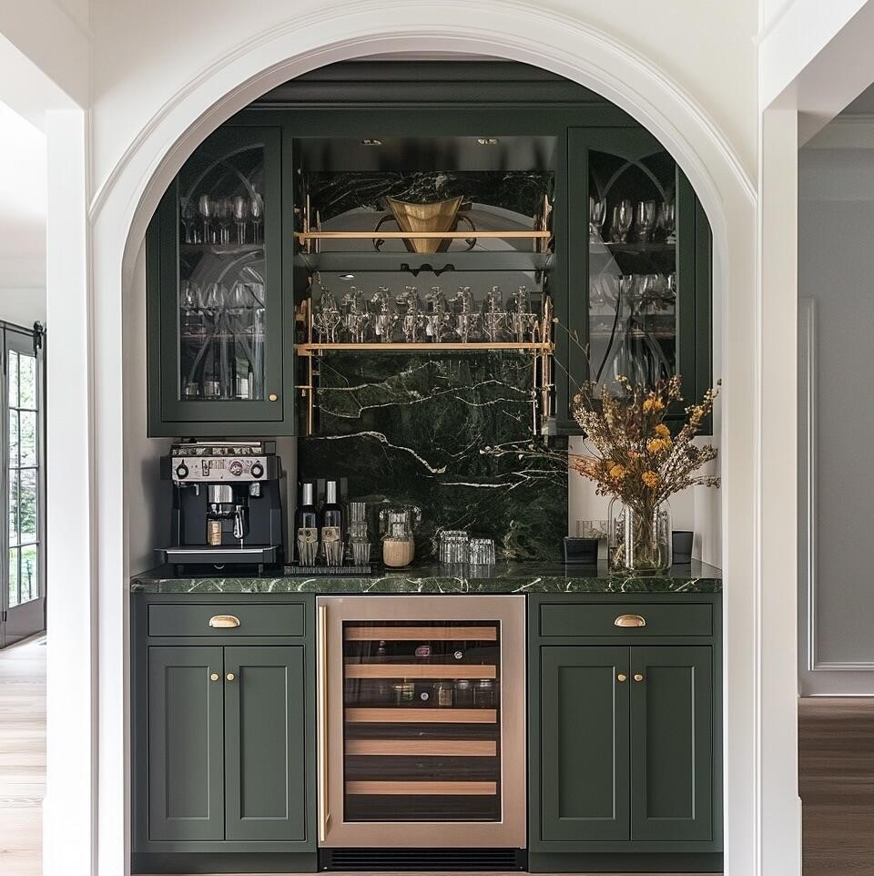 Elegant Integrated Bespoke Sideboard Cabinet with Tableware Compartment for Big Family Daily Storage Use