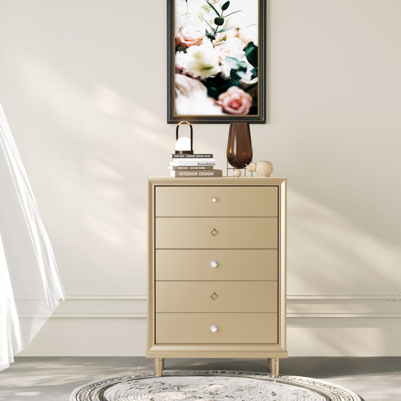 Light Luxury High Quality Popular Bedside Table Modern Kids Bedroom Furniture 5 Drawer Nightstand