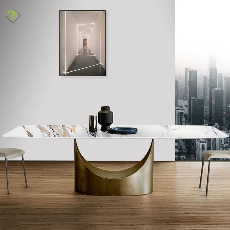 Best Selling Promotional Price Dining Table Set 6 Chairs Sinered Stone Full Dining Table Set 6 Seater China Furniture Concrete