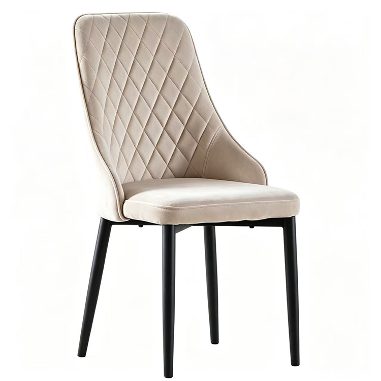 Modern Stainless Steel Upholstery Dining Chairs Nordic European Style Beige Cream Dining Chair