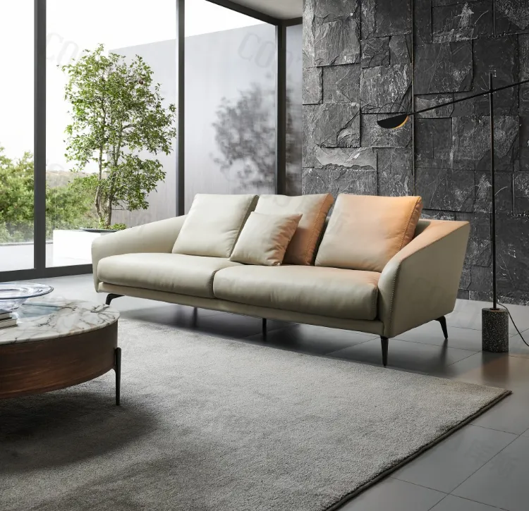 Luxury Villa House Living Room Leather Couch Furniture Modern Sofa Set with TV Stand Accent Chair Side Table Coffee Table