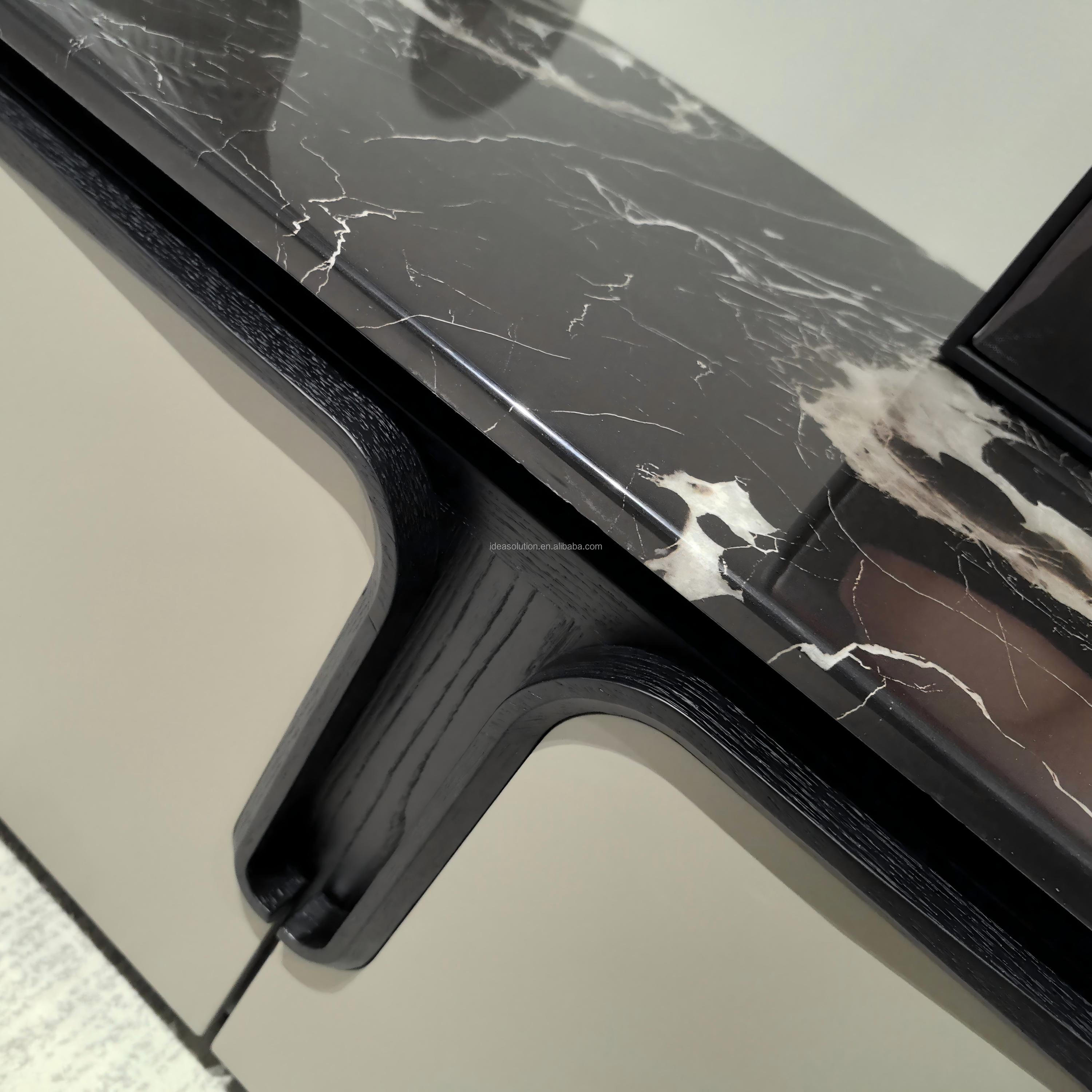 Matte Marble TV Stand Set with Coffee Table